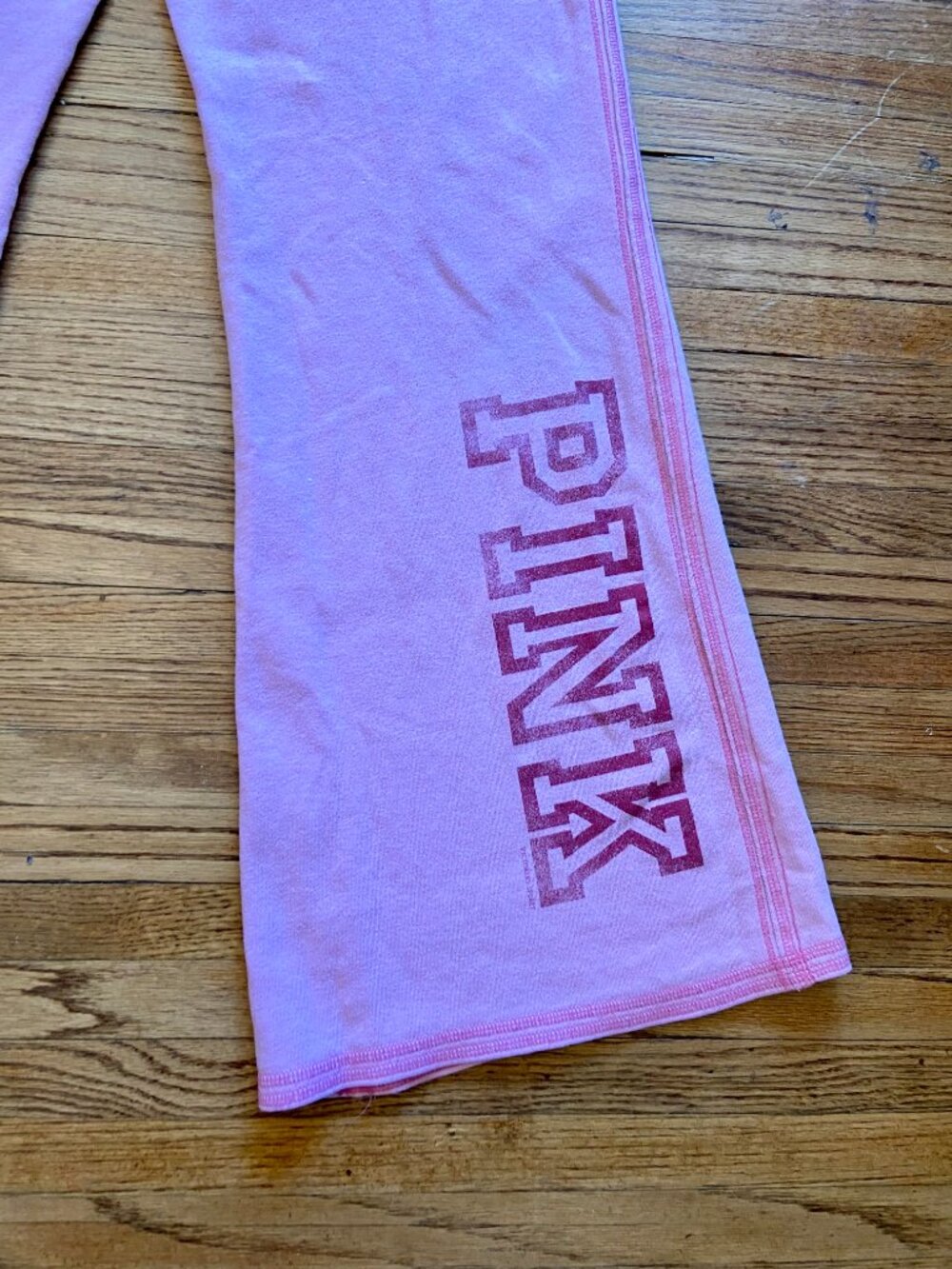 Victorias Secret PINK Flare Sweat Pants Drawstring Cotton Lightening Bolt Low L - Picture 10 of 14